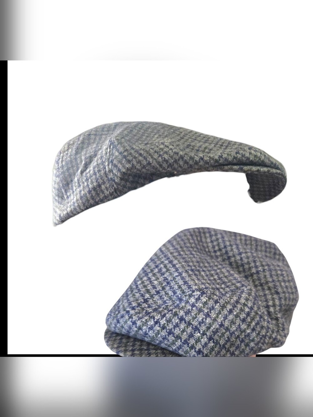 Classic Gray-Blue Houndstooth Flat Cap - Men's Accessory